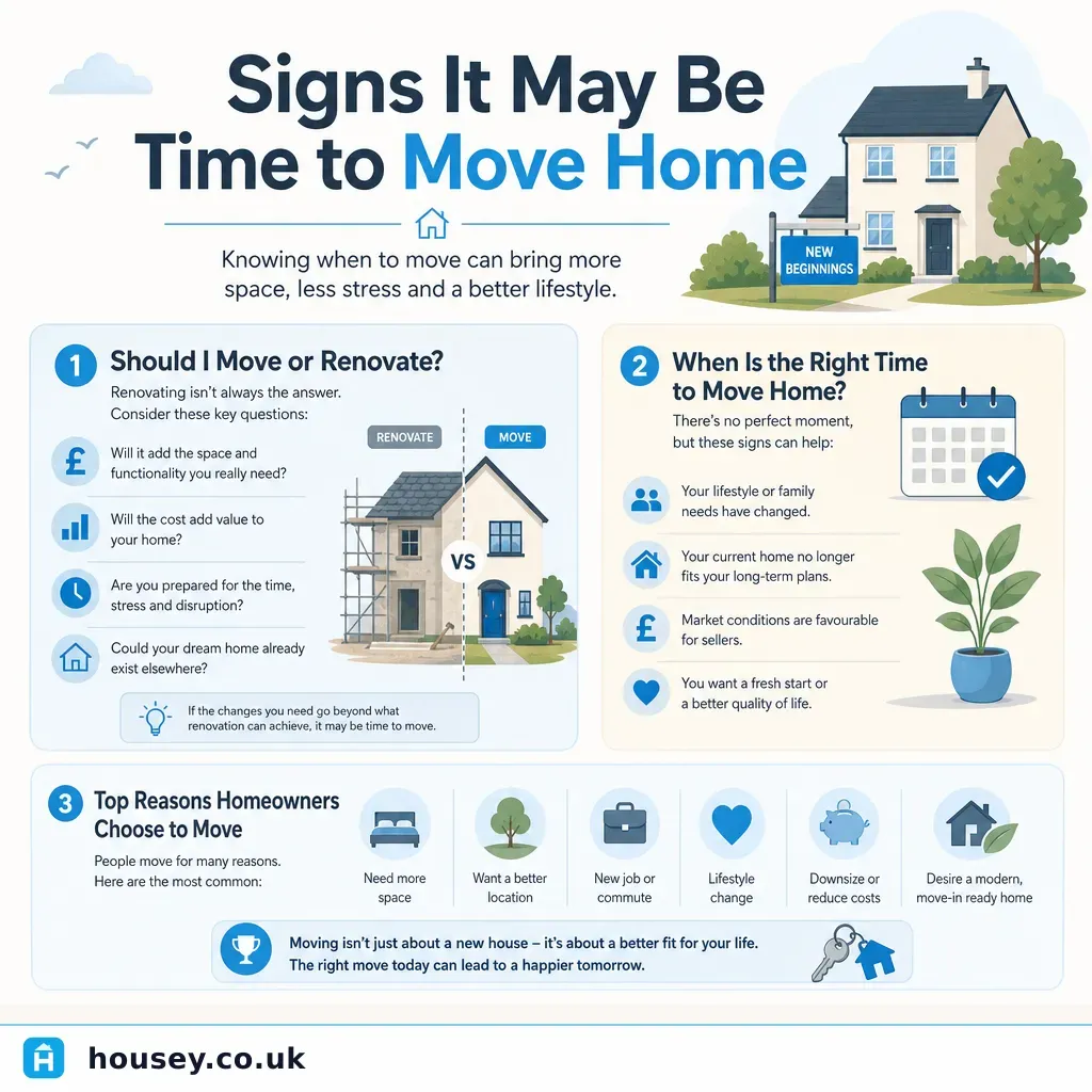 Infographic illustrating: Signs It May Be Time to Move Home