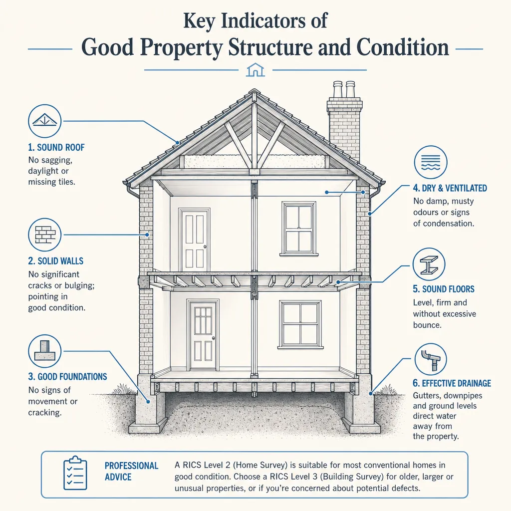 Diagram illustrating: Key Indicators of Good Property Structure and Condition