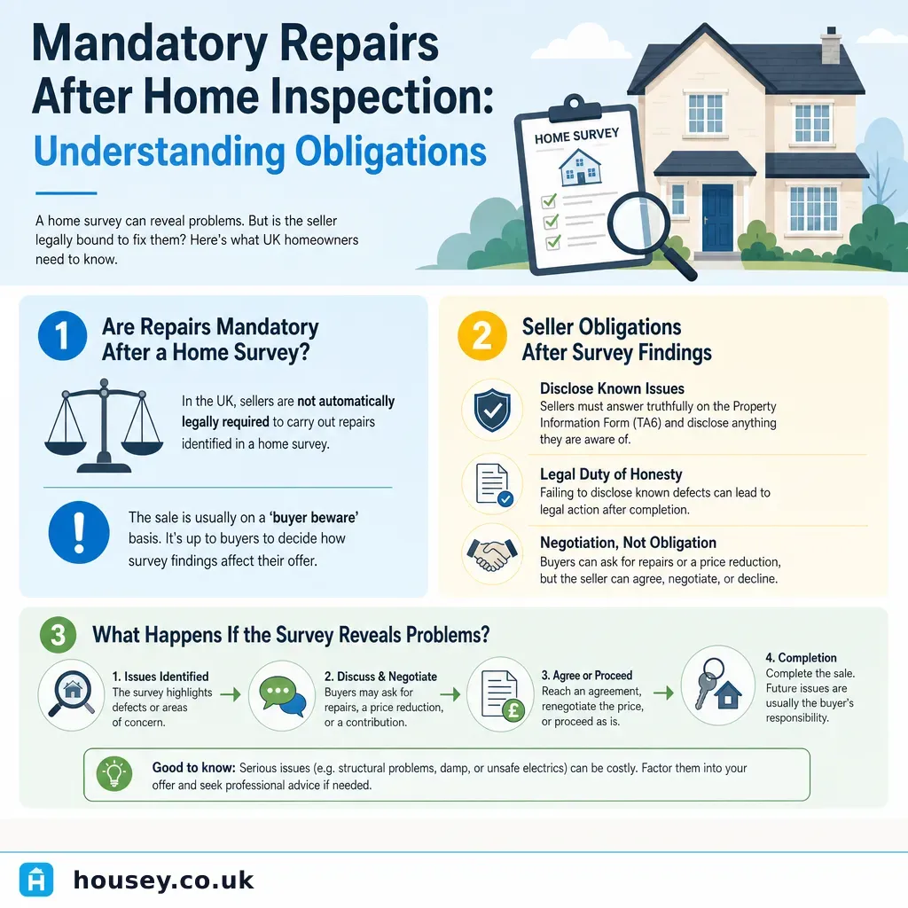 Infographic illustrating: Mandatory Repairs After Home Inspection: Understanding Obligations