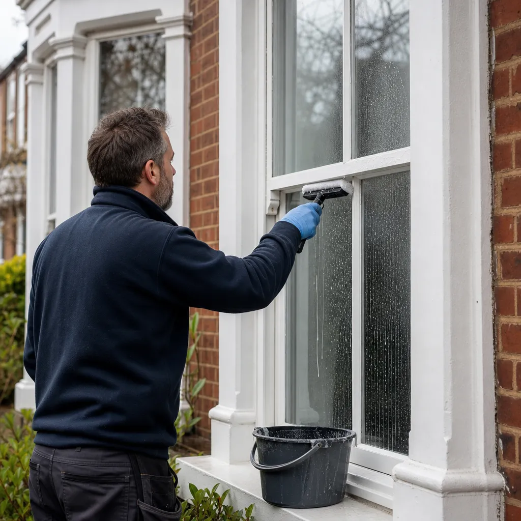 Photo illustrating: Cleaning Hard Water Deposits From Exterior Windows