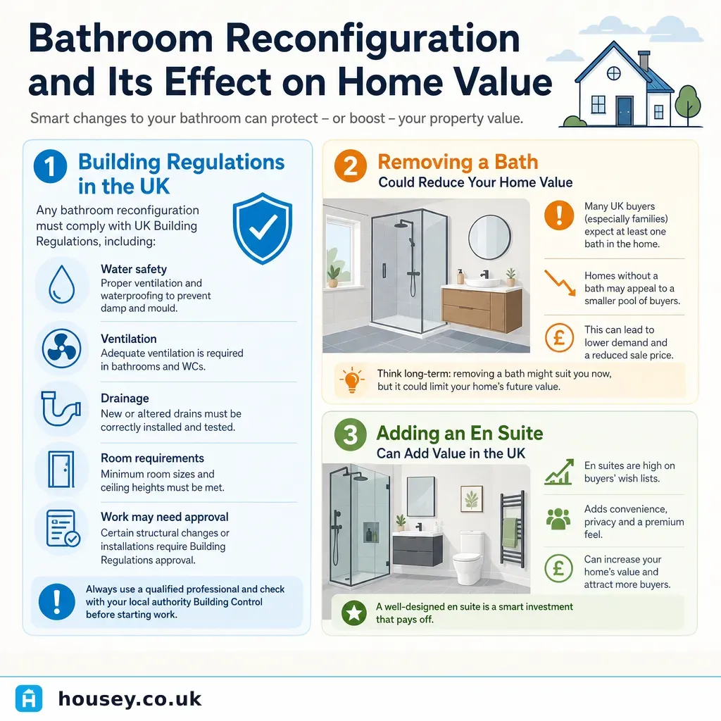 Infographic illustrating: Bathroom Reconfiguration and Its Effect on Home Value