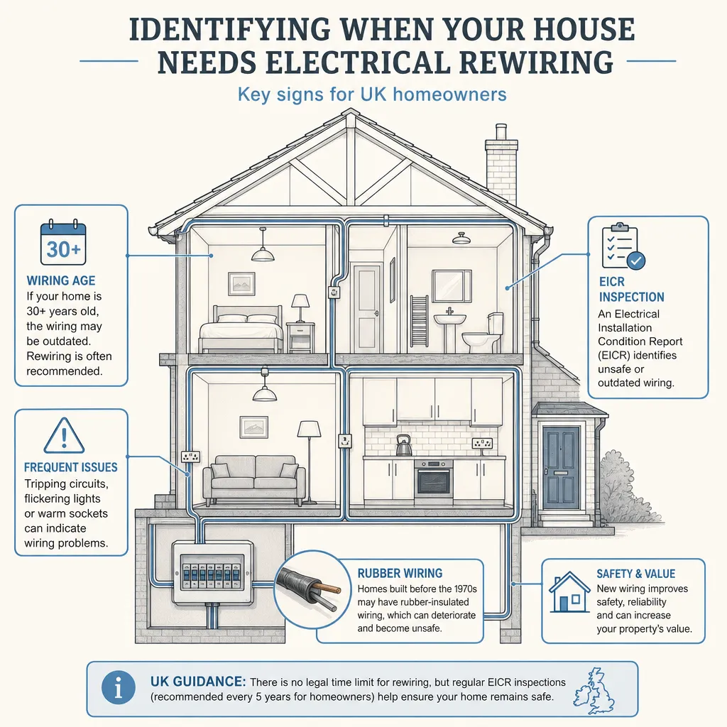 Diagram illustrating: Identifying When Your House Needs Electrical Rewiring