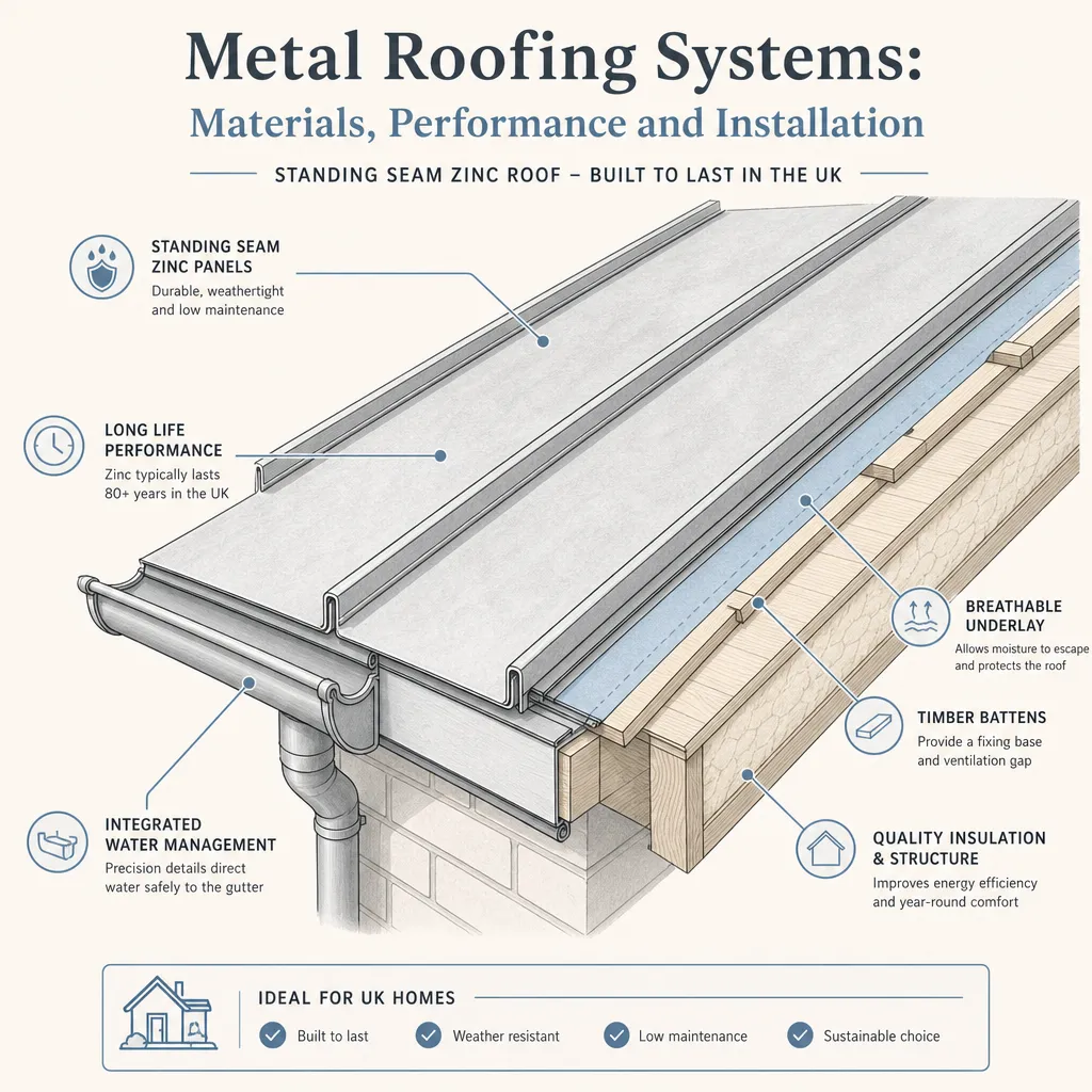 Diagram illustrating: Metal Roofing Systems: Materials, Performance and Installation