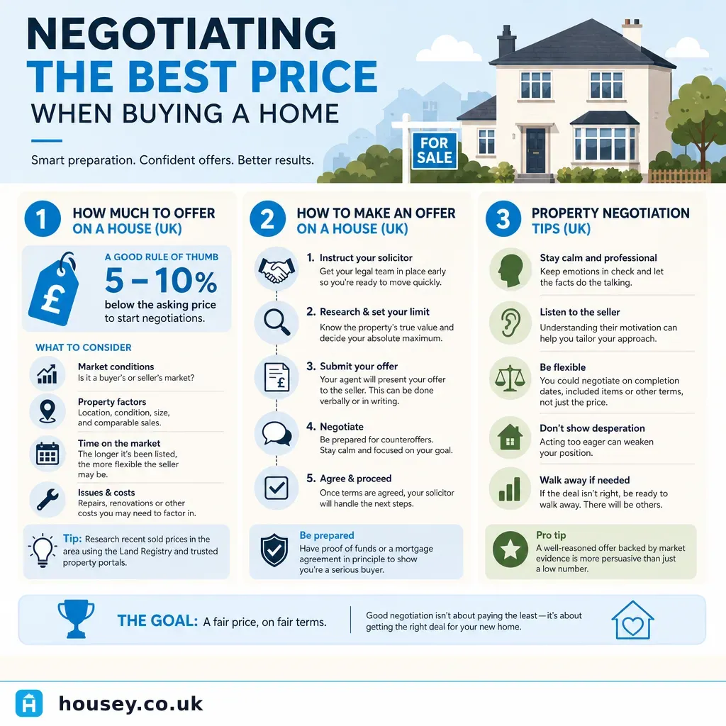 Infographic illustrating: Negotiating the Best Price When Buying a Home