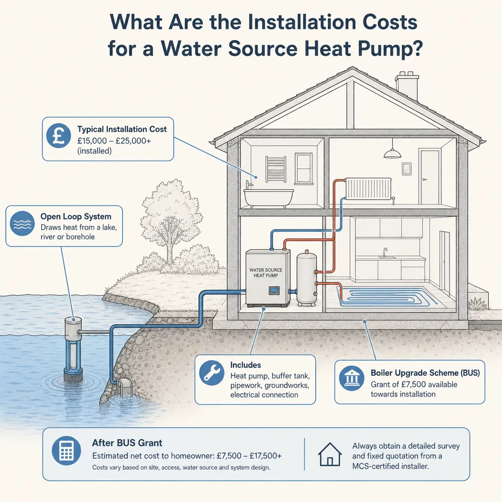 Diagram illustrating: What Are the Installation Costs for a Water Source Heat Pump?