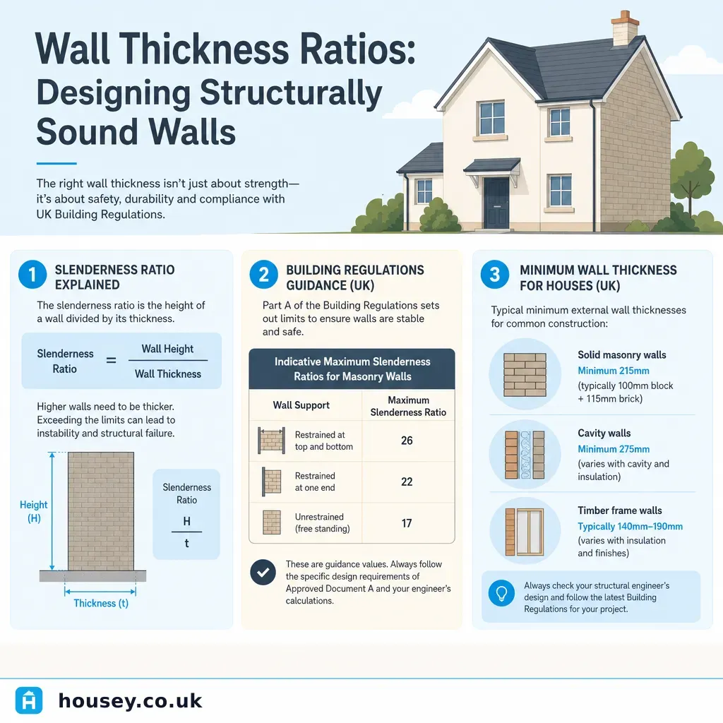 Infographic illustrating: Wall Thickness Ratios: Designing Structurally Sound Walls