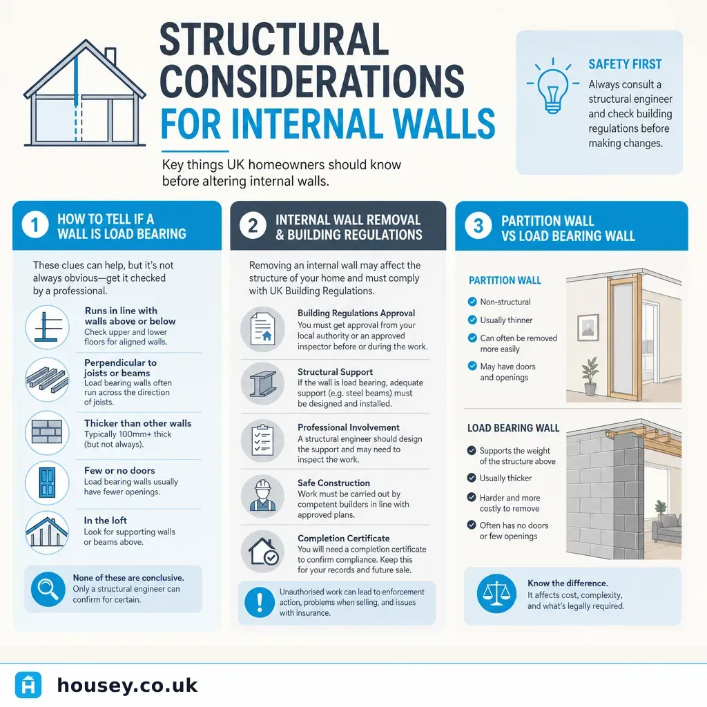Infographic illustrating: Structural considerations for internal walls