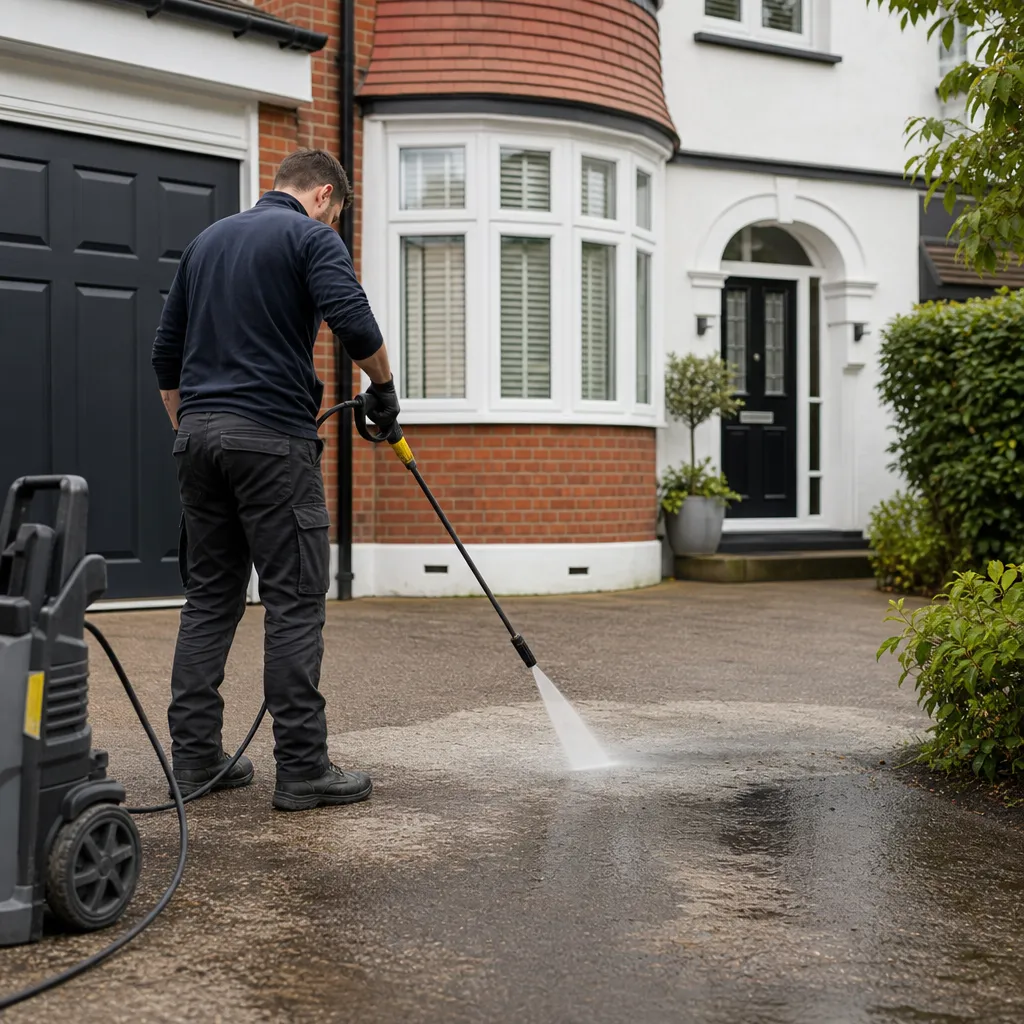 Photo illustrating: Removing Oil and Residue Stains from Driveway Surfaces