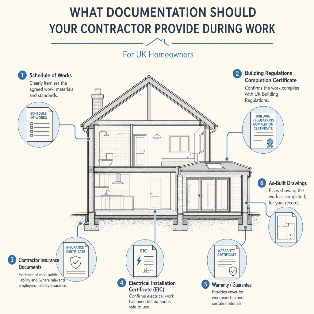 Diagram illustrating: What Documentation Should Your Contractor Provide During Work