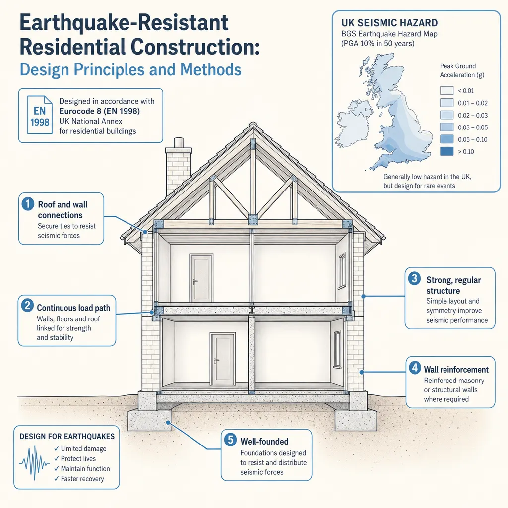 Diagram illustrating: Earthquake-Resistant Residential Construction: Design Principles and Methods