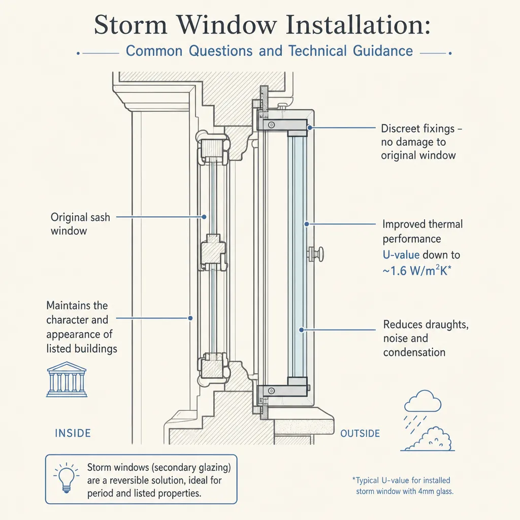 Diagram illustrating: Storm Window Installation: Common Questions and Technical Guidance