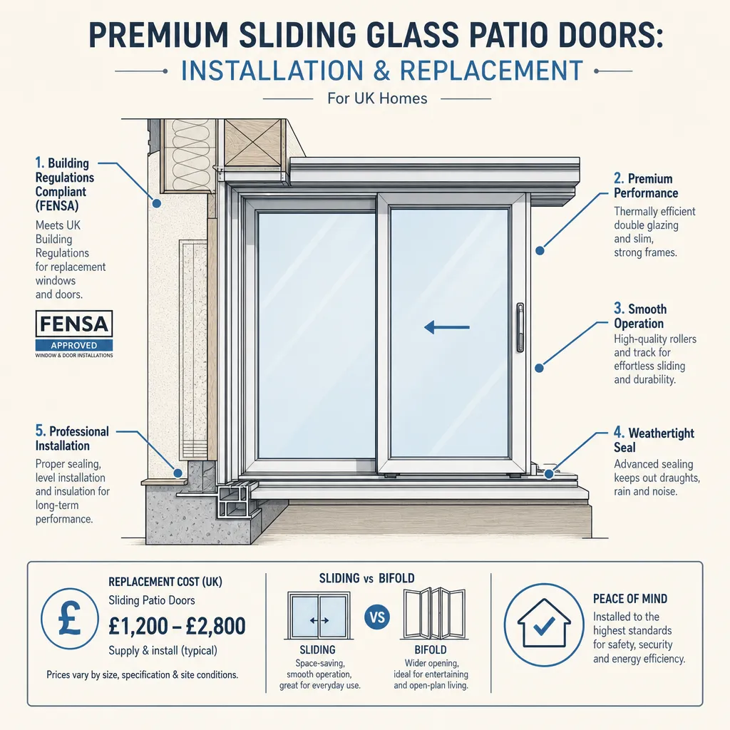 Diagram illustrating: Premium Sliding Glass Patio Doors: Installation and Replacement