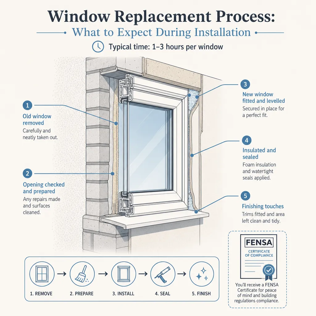 Diagram illustrating: Window Replacement Process: What to Expect During Installation
