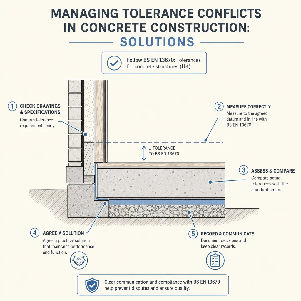 Diagram illustrating: Managing Tolerance Conflicts in Concrete Construction: Solutions