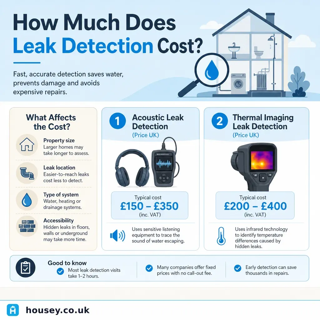 Infographic illustrating: How Much Does Leak Detection Cost?