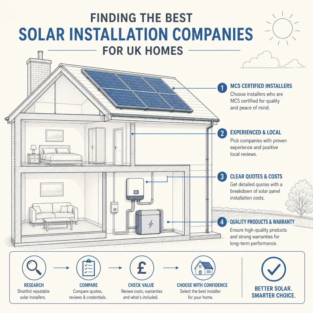 Diagram illustrating: Finding the Best Solar Installation Companies for UK Homes