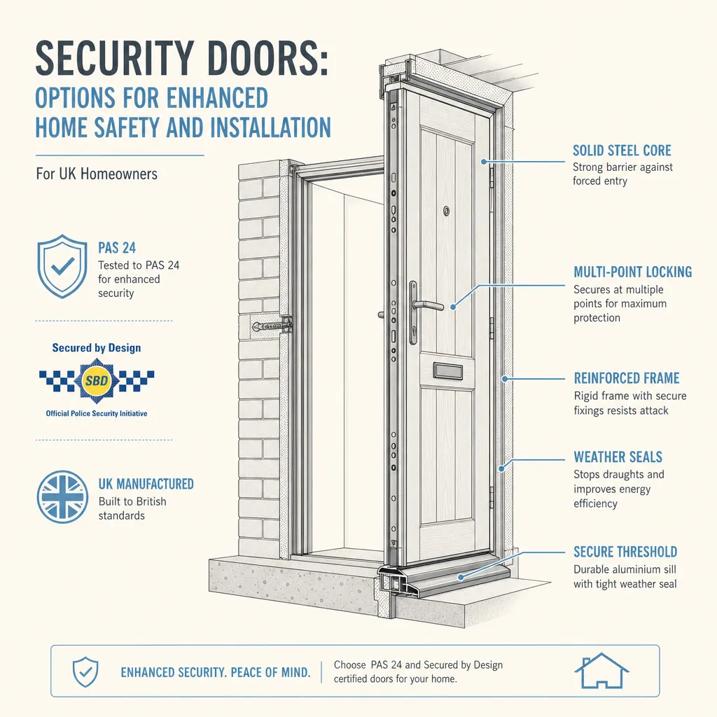 Diagram illustrating: Security Doors: Options for Enhanced Home Safety and Installation