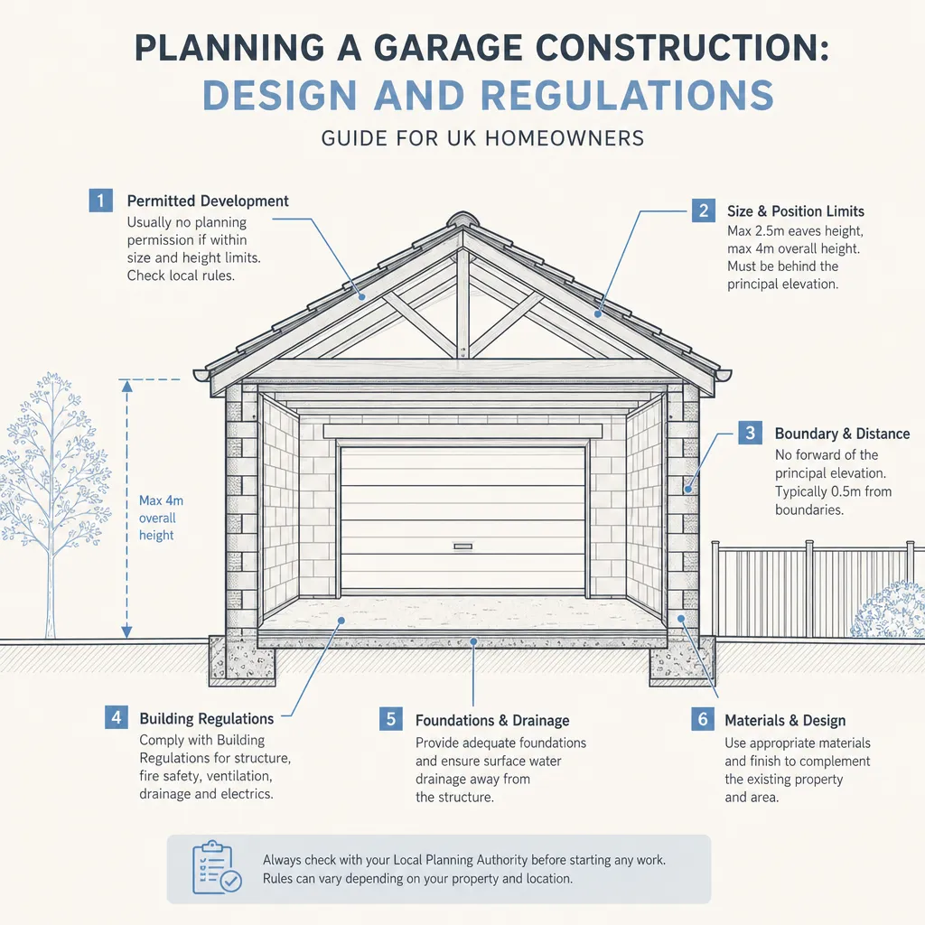 Diagram illustrating: Planning A Garage Construction: Design And Regulations
