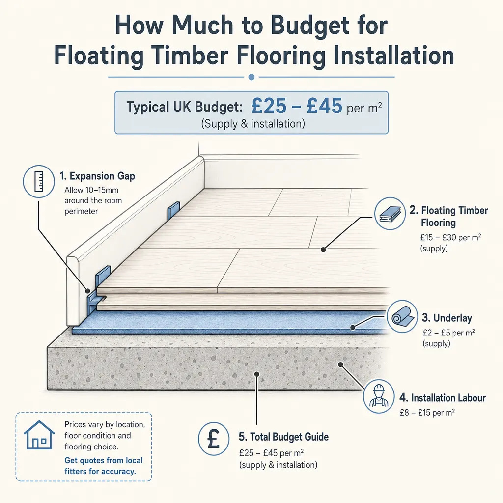 Diagram illustrating: How Much to Budget for Floating Timber Flooring Installation