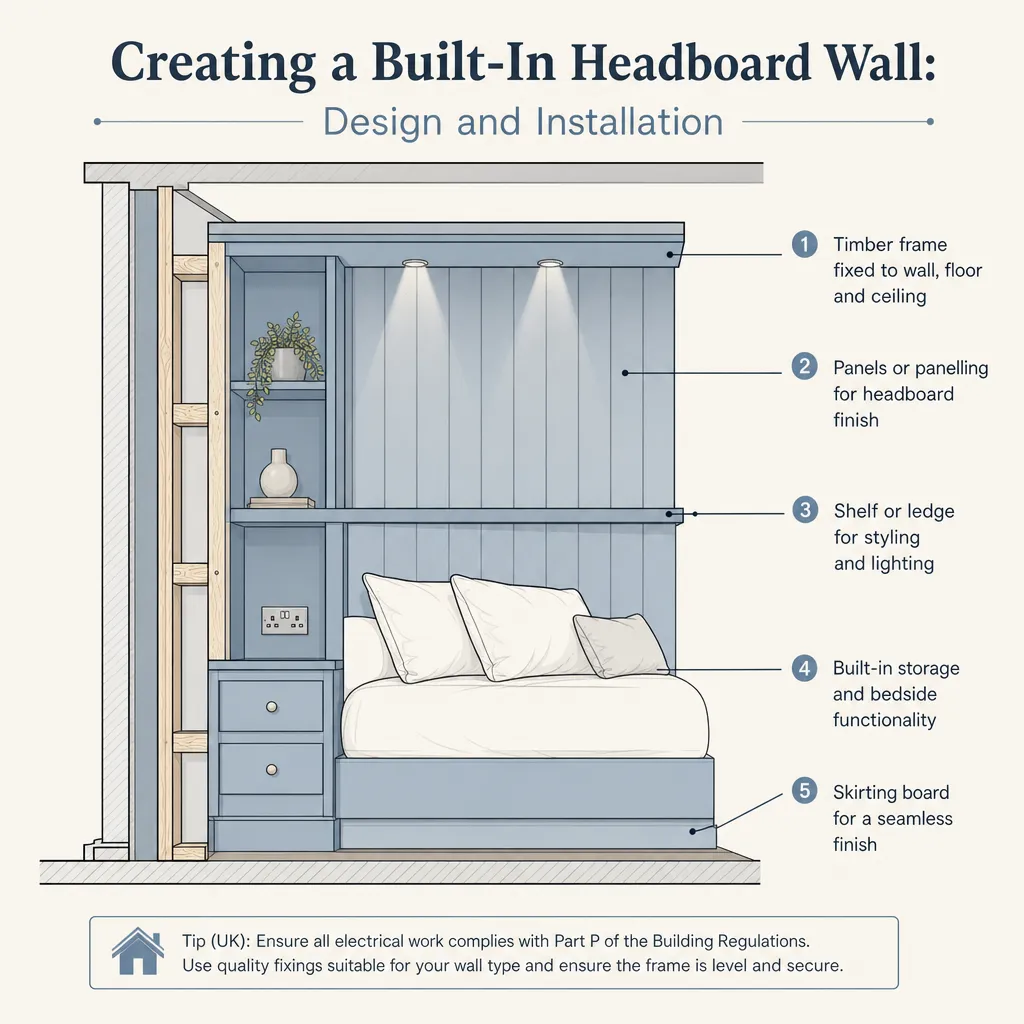 Diagram illustrating: Creating a Built-In Headboard Wall: Design and Installation