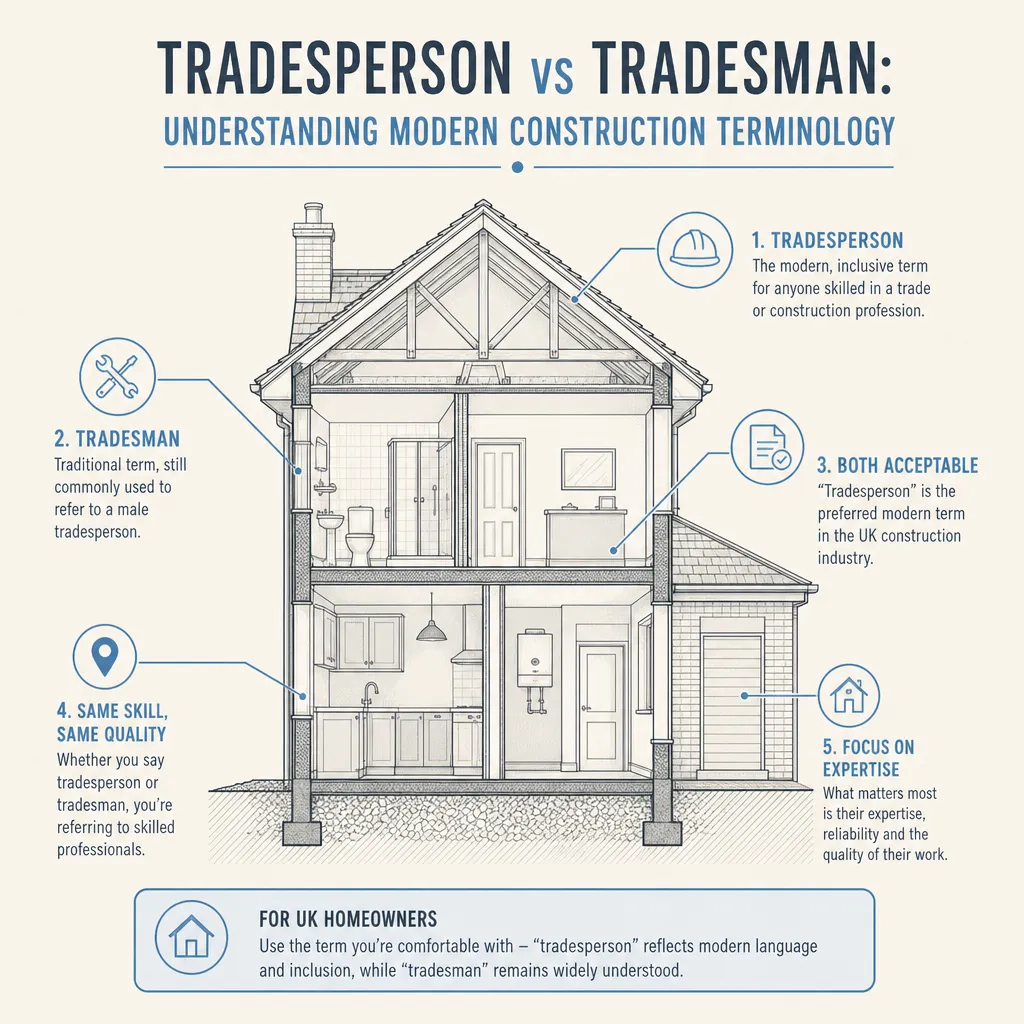 Diagram illustrating: Tradesperson vs Tradesman: Understanding Modern Construction Terminology