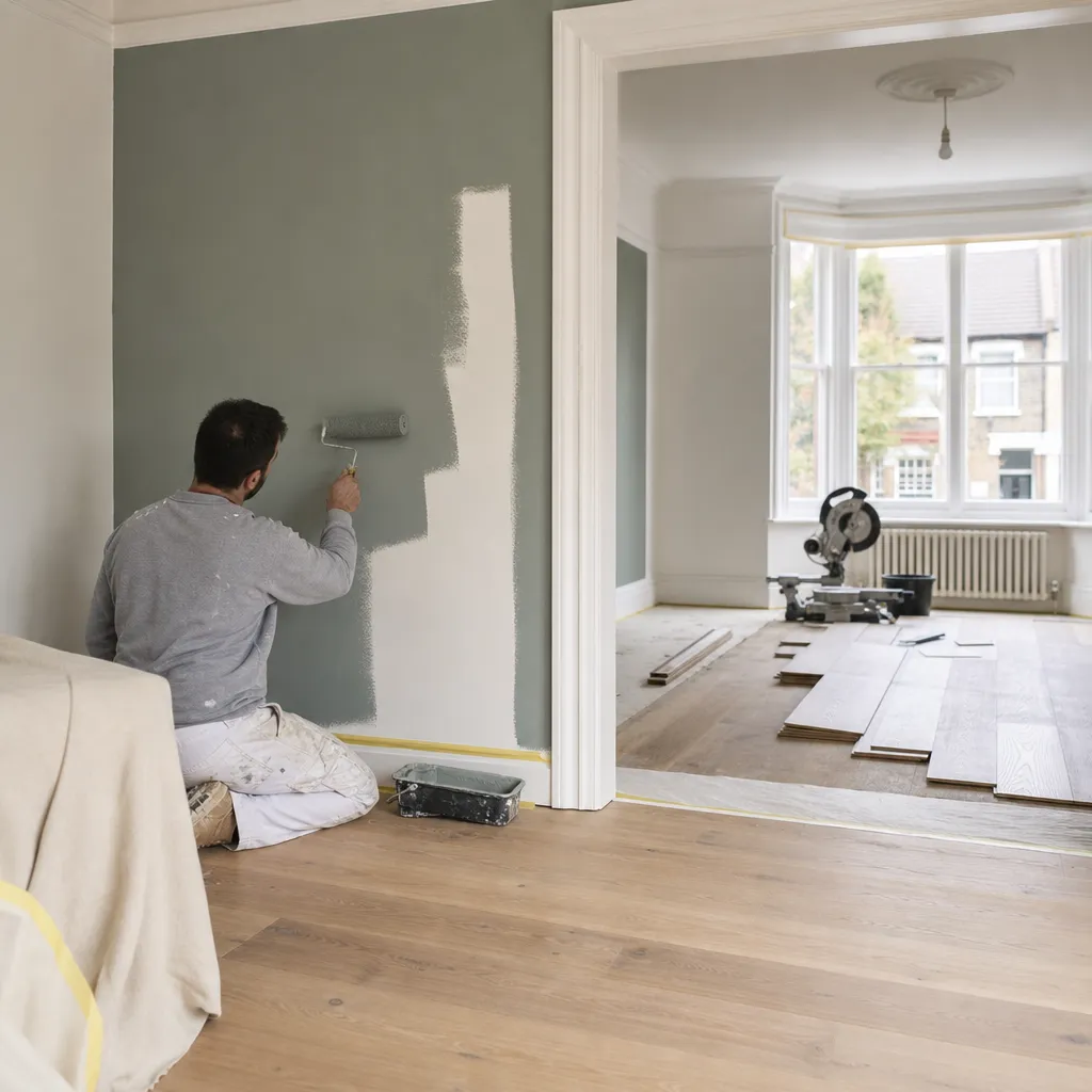 Photo illustrating: Renovation Scheduling: Should You Paint Before or After Laying Flooring?