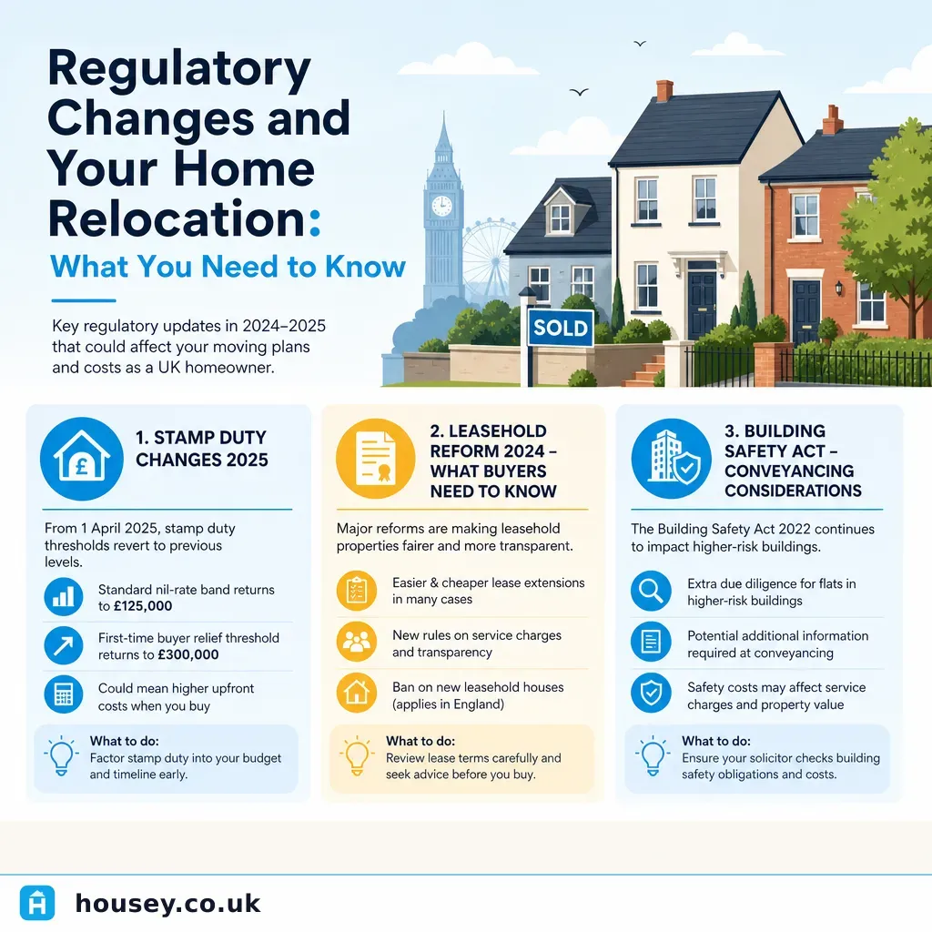 Infographic illustrating: Regulatory Changes and Your Home Relocation: What You Need to Know