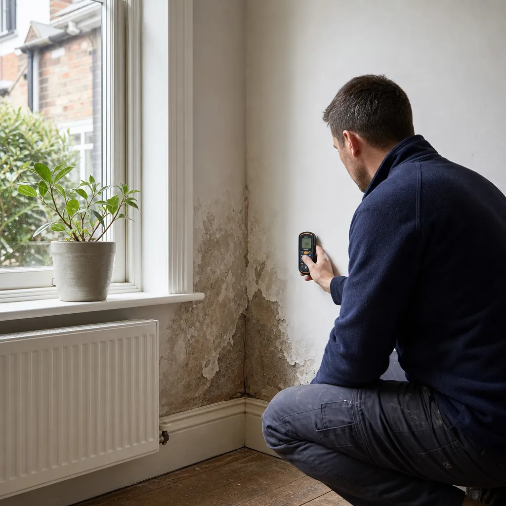 Photo illustrating: Identifying and Treating Damp Before Interior Decoration: Remediation First
