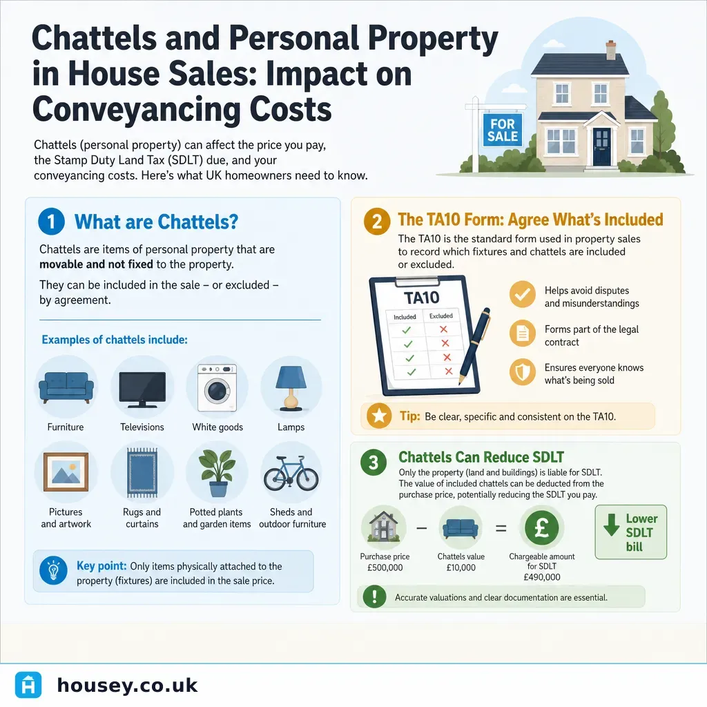 Infographic illustrating: Chattels and Personal Property in House Sales: Impact on Conveyancing Costs