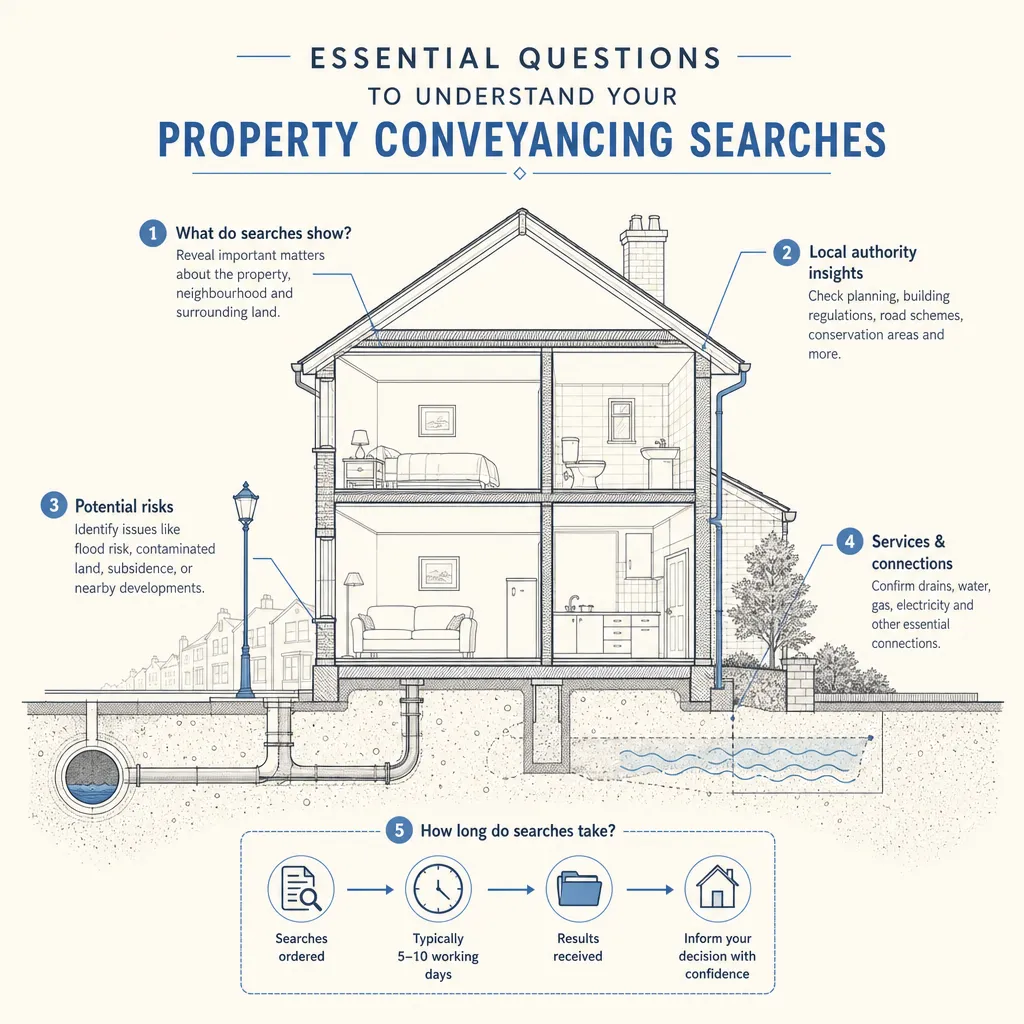 Diagram illustrating: Essential Questions to Understand Your Property Conveyancing Searches
