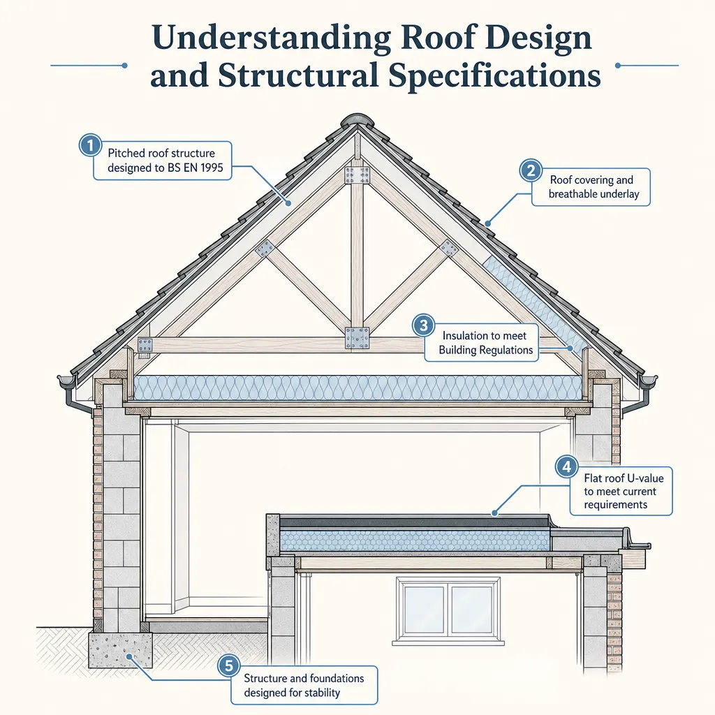 Diagram illustrating: Understanding Roof Design and Structural Specifications