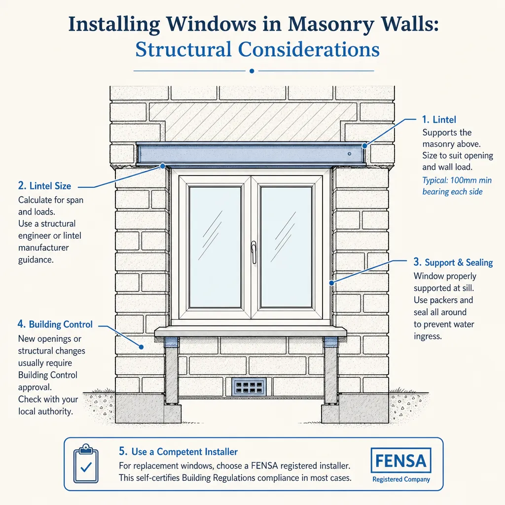 Diagram illustrating: Installing Windows in Masonry Walls: Structural Considerations