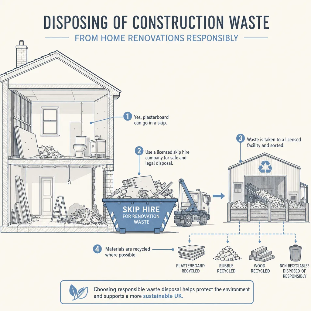 Diagram illustrating: Disposing of Construction Waste from Home Renovations Responsibly