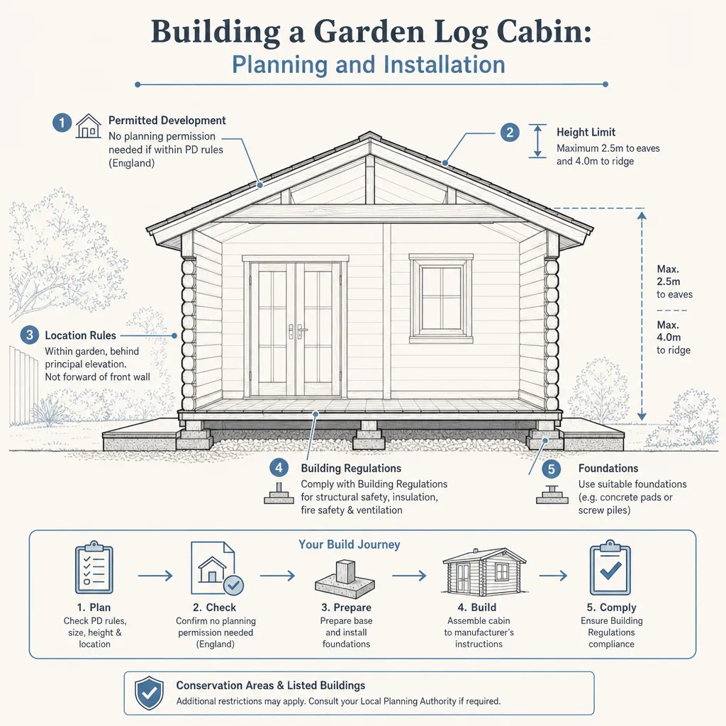 Diagram illustrating: Building a Garden Log Cabin: Planning and Installation