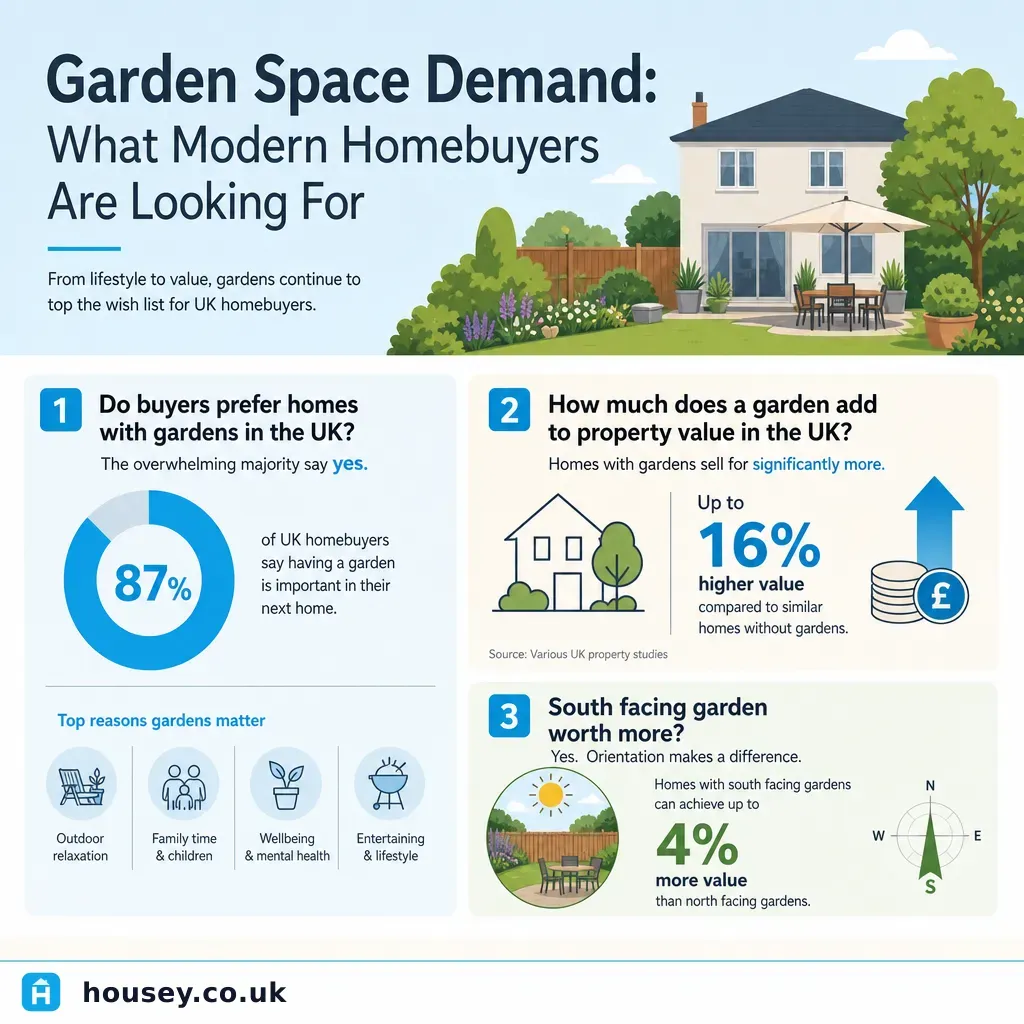 Infographic illustrating: Garden Space Demand: What Modern Homebuyers Are Looking For