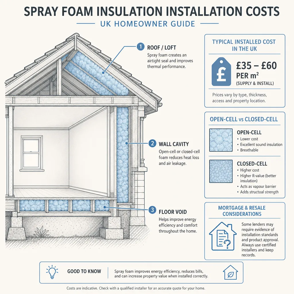 Diagram illustrating: Spray Foam Insulation Installation Costs