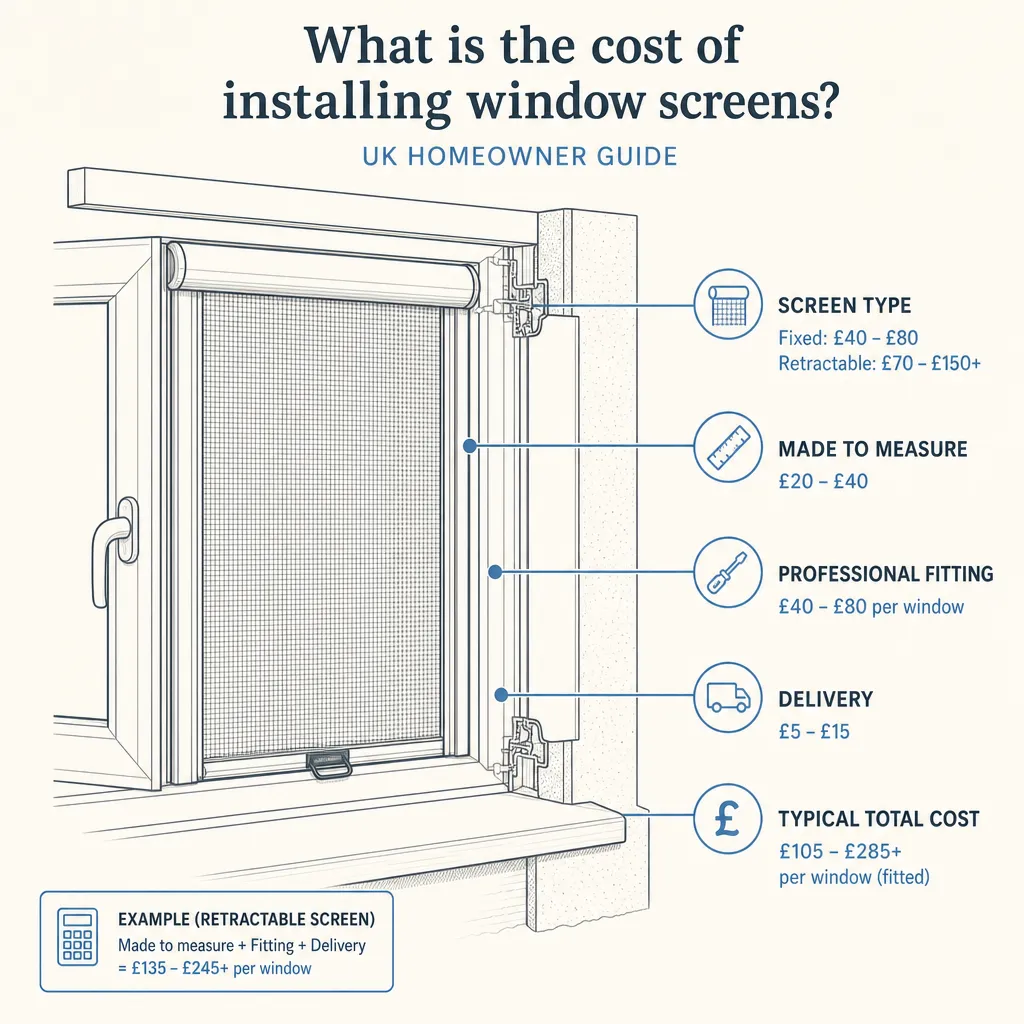 Diagram illustrating: What is the cost of installing window screens?