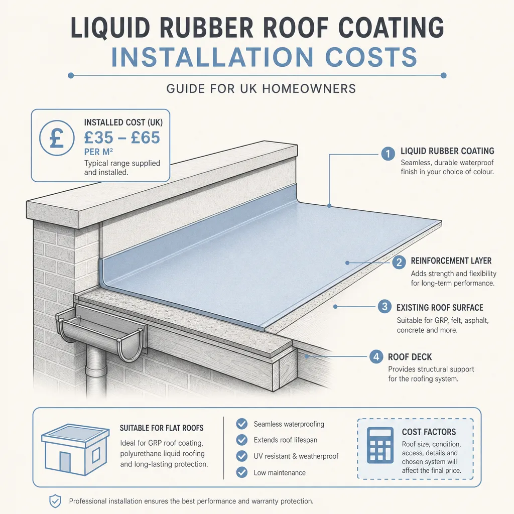 Diagram illustrating: Liquid Rubber Roof Coating Installation Costs