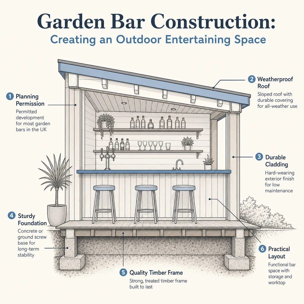 Diagram illustrating: Garden Bar Construction: Creating an Outdoor Entertaining Space
