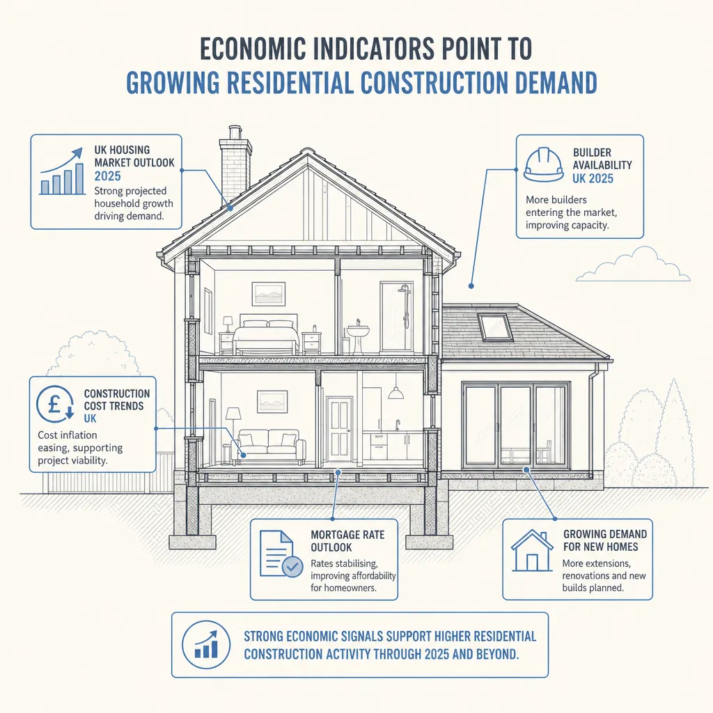 Diagram illustrating: Economic Indicators Point to Growing Residential Construction Demand