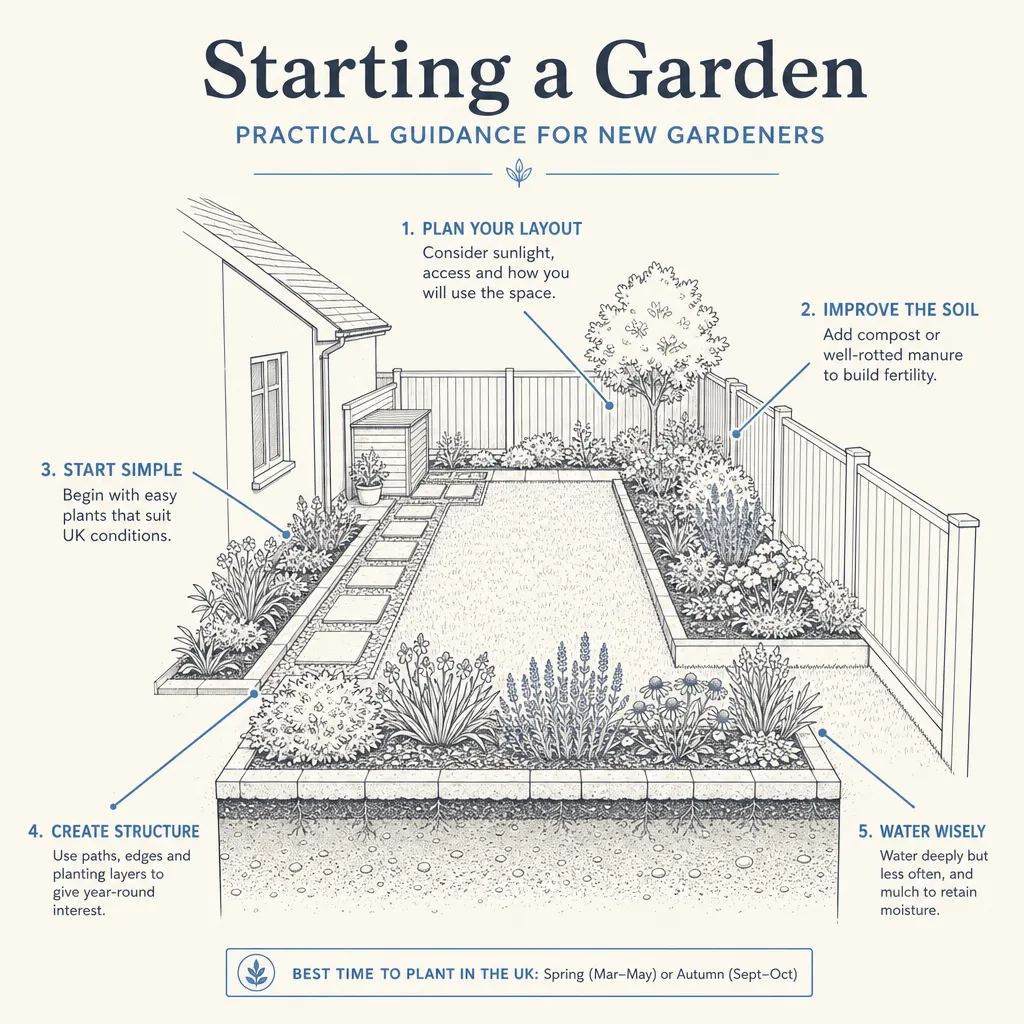 Diagram illustrating: Starting a Garden: Practical Guidance for New Gardeners