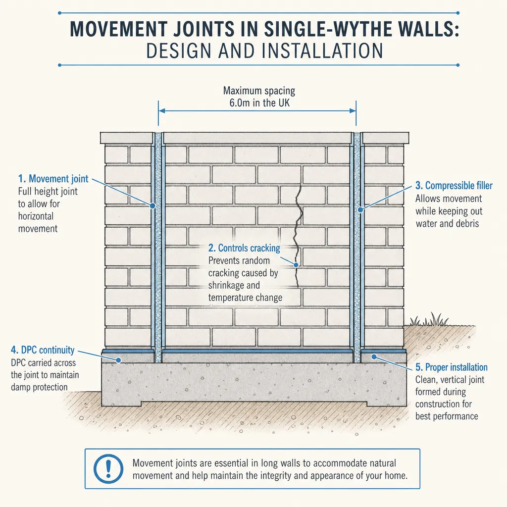 Diagram illustrating: Movement Joints in Single-Wythe Walls: Design and Installation