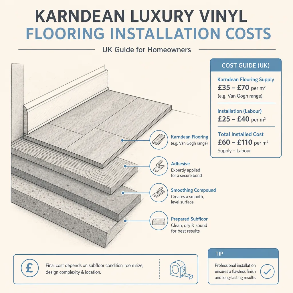 Diagram illustrating: Karndean Luxury Vinyl Flooring Installation Costs
