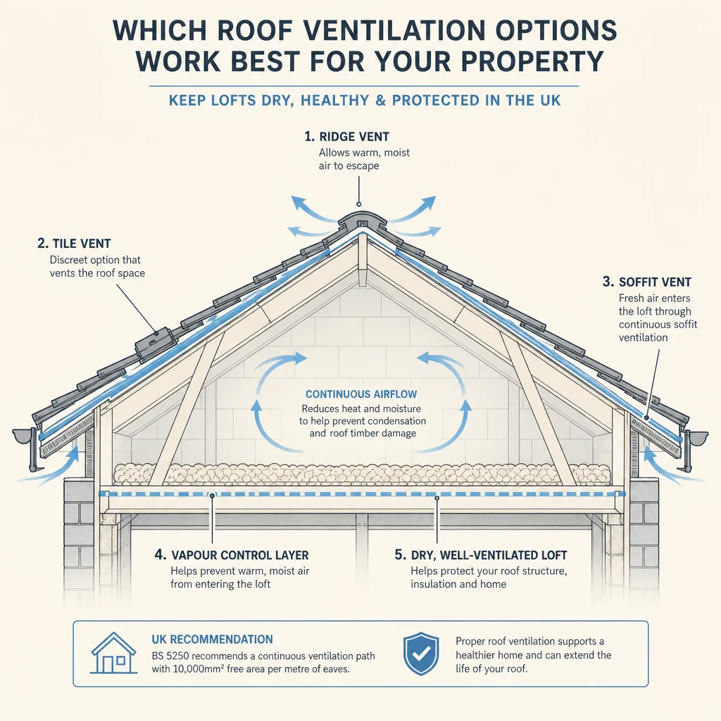 Diagram illustrating: Which Roof Ventilation Options Work Best For Your Property