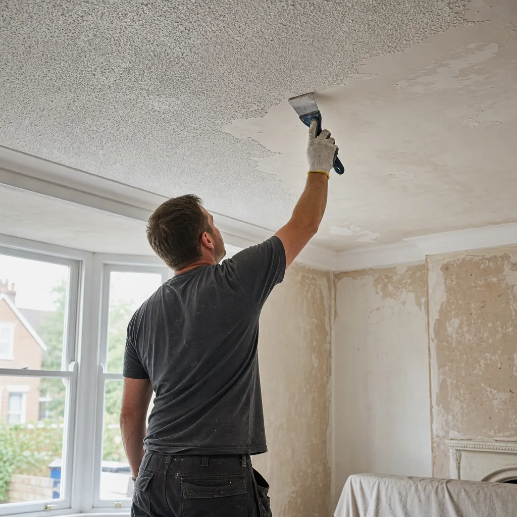 Photo illustrating: Popcorn Ceiling Removal: Finding a Specialist Contractor