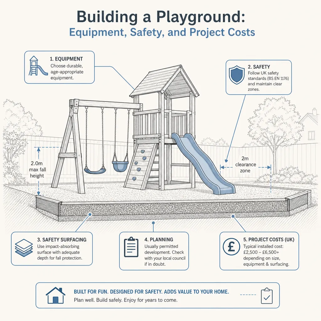 Diagram illustrating: Building a Playground: Equipment, Safety, and Project Costs
