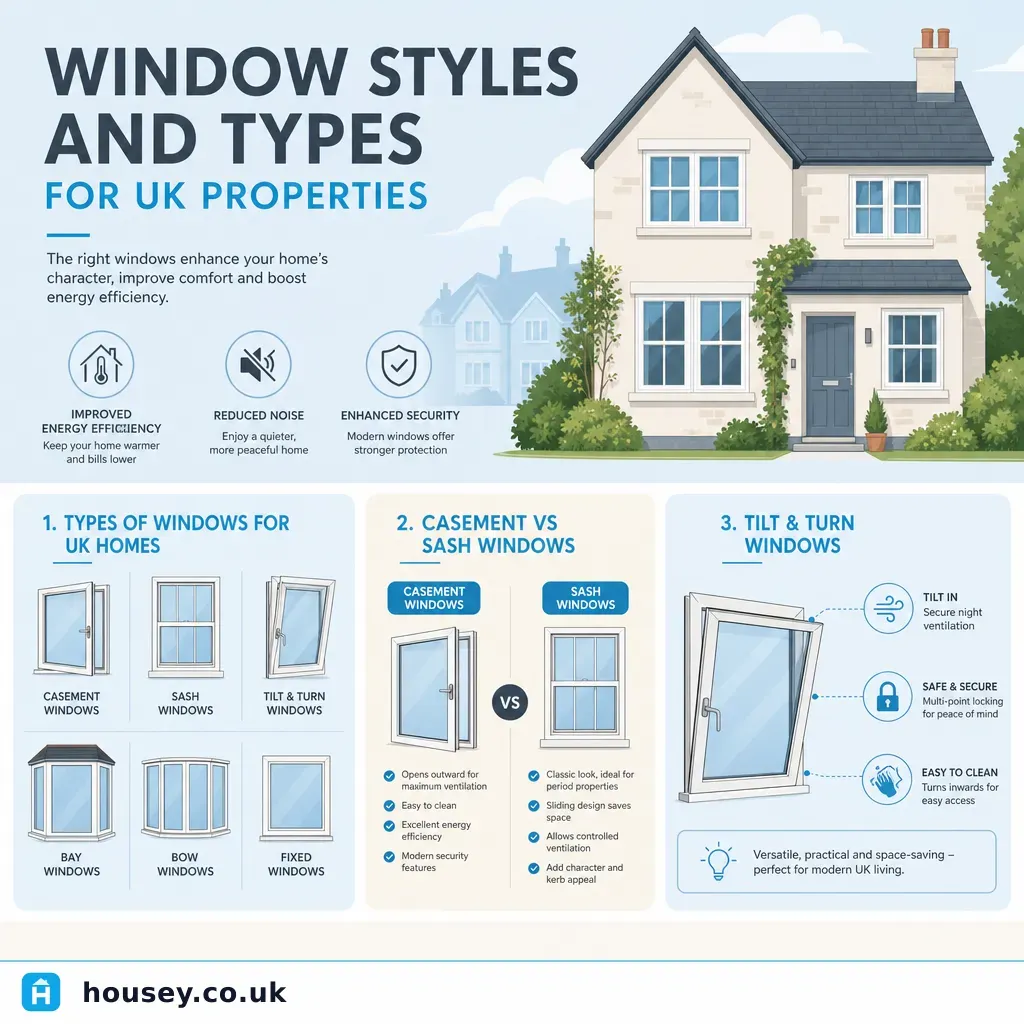 Infographic illustrating: Window Styles and Types for UK Properties