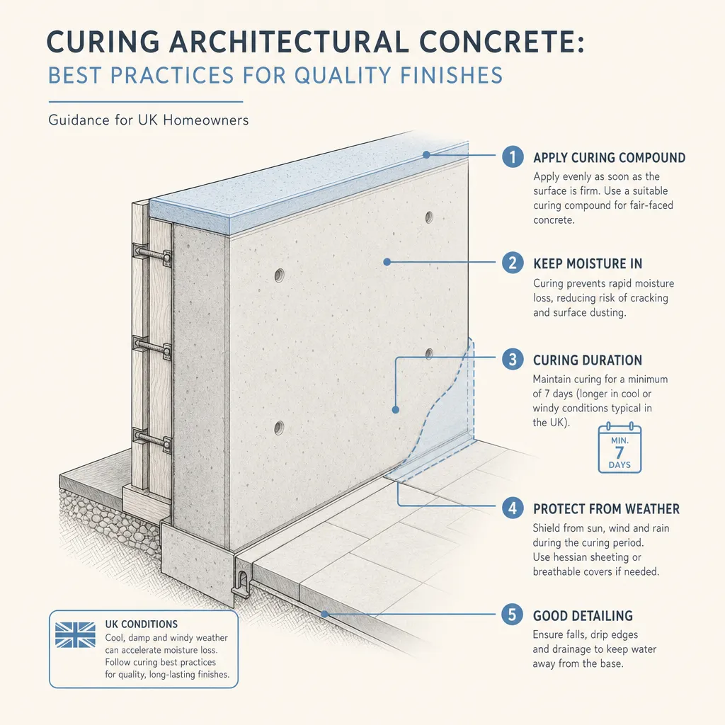 Diagram illustrating: Curing Architectural Concrete: Best Practices for Quality Finishes