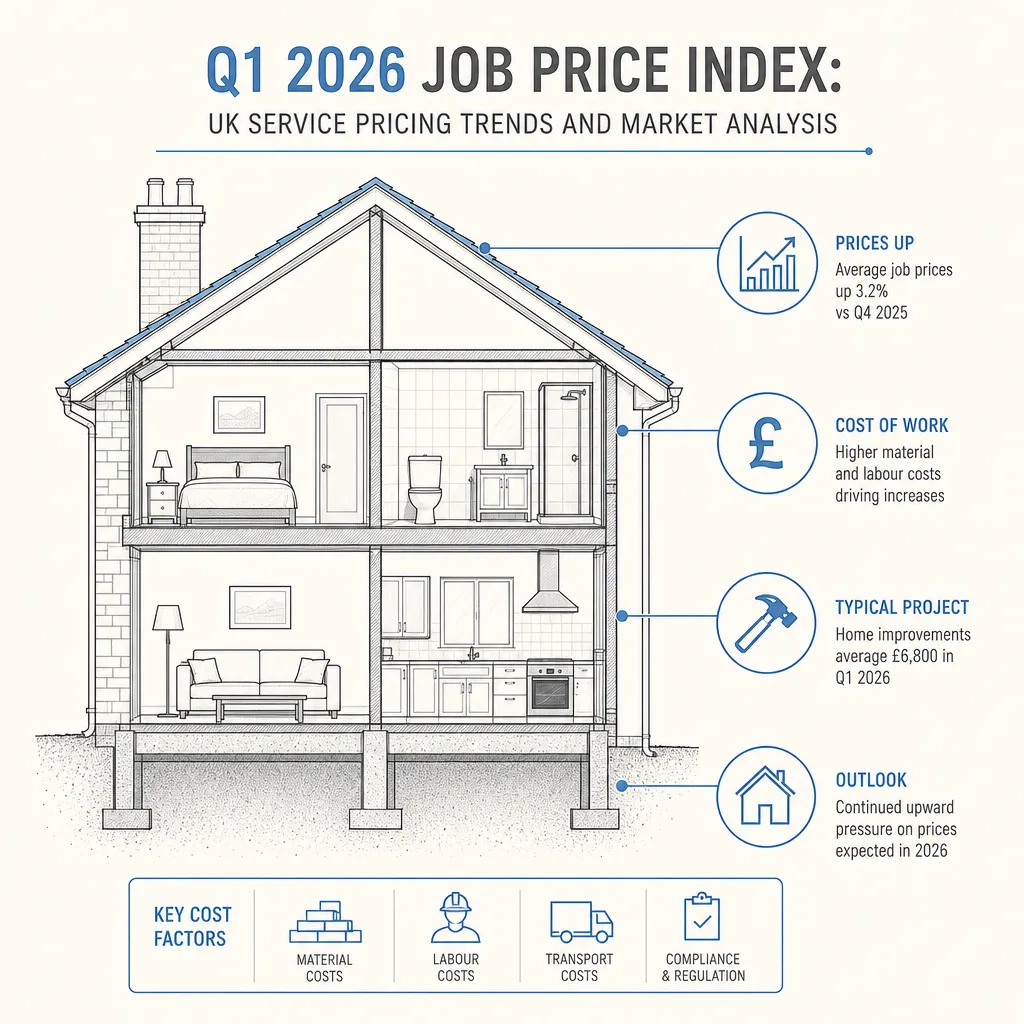 Diagram illustrating: Q1 2026 Job Price Index: UK Service Pricing Trends and Market Analysis