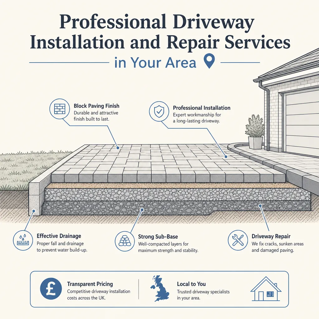 Diagram illustrating: Professional Driveway Installation and Repair Services in Your Area
